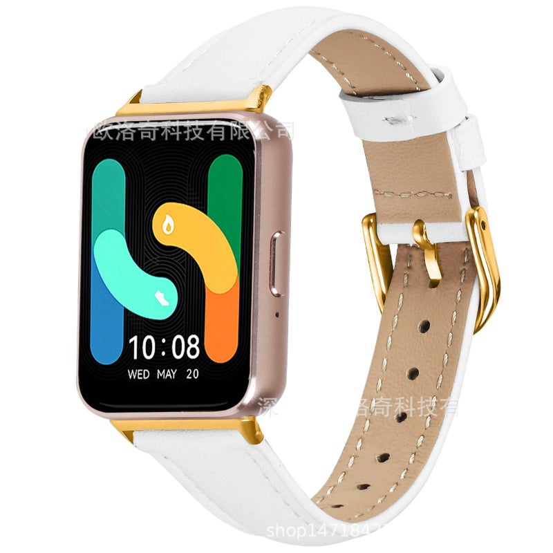 سوار ساعة ذكية سوار جلدي كلاسيكي متوافق مع Samsung Galaxy Watch بملاءمة قابلة للتعديل وحزام بديل للاستخدام اليومي باللون Gold قابل للتعديل للتنقل اليومي سهل التخزين - Image 3