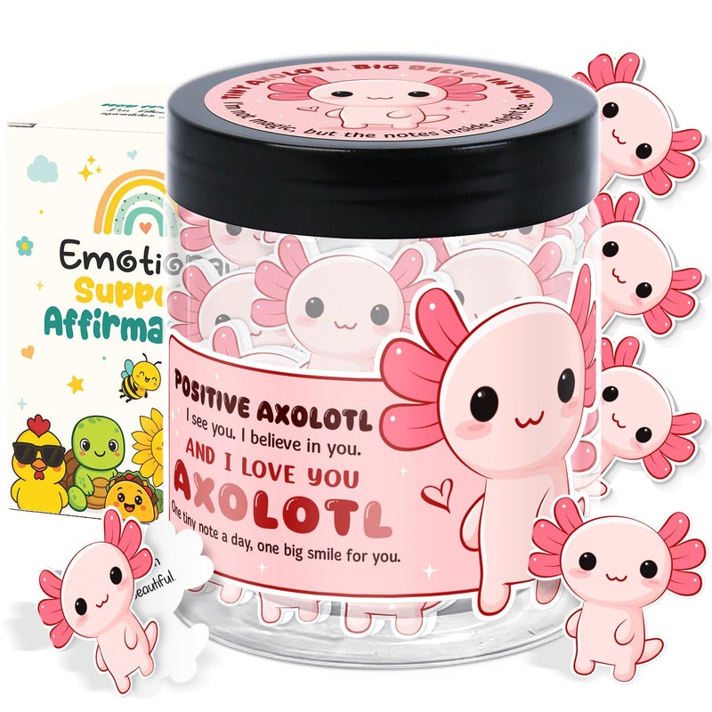 LumenJar 60 Positive Axolotl Affirmation Cards - Back To School Gifts For Teens  Girls  Student - Cute Axolotl Gifts For Teen Girls  Daughter  Granddaughter From Mom  Dad  Grandma - Image 1