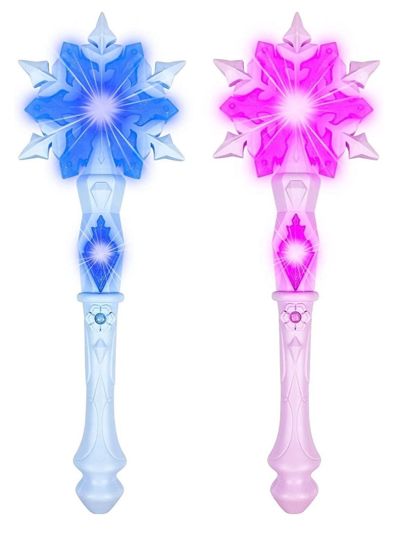 عصا الجنية النجمية 2 قطعة، عصا الثلج المتلألئة مع صوت، لعبة سحرية، حساسة للحركة، ضوء ساحر، لعيد ميلاد الأميرات للأطفال - Image 1