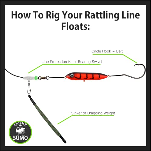 Catfish Sumo Catfish Rattling Line Float Lure for Catfishing, Demon Dragon Style Peg for Santee Rig Fishing, 4 inch (3-Pack, Demon Tiger) - Image 5