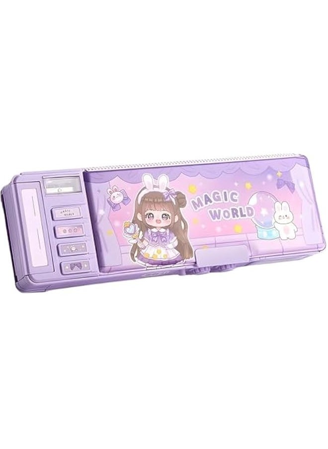 TRASSLE Pop up Multifunction Pencil Case Cartoon Pen Box Organizer Pencil Box with Password Lock, Sharpener, Schedule, Whiteboard, Birthday Stationery Gifts for Teens  - Image 1