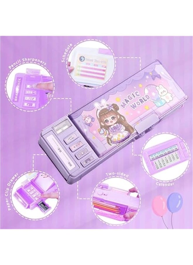 TRASSLE Pop up Multifunction Pencil Case Cartoon Pen Box Organizer Pencil Box with Password Lock, Sharpener, Schedule, Whiteboard, Birthday Stationery Gifts for Teens  - Image 2