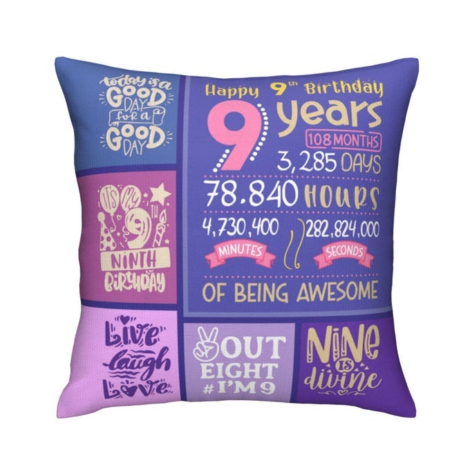 GIFTS FOR 9 YEAR OLD GIRLS 9 YEAR OLD GIRL GIFTS FOR BIRTHDAY 9TH BIRTHDAY DECORATIONS FOR GIRL BDAY GIFT FOR 9 YEARS OLD GIRL 9 YR OLD GIFT IDEAS THROW PILLOW COVERS 18 X 18 INCH