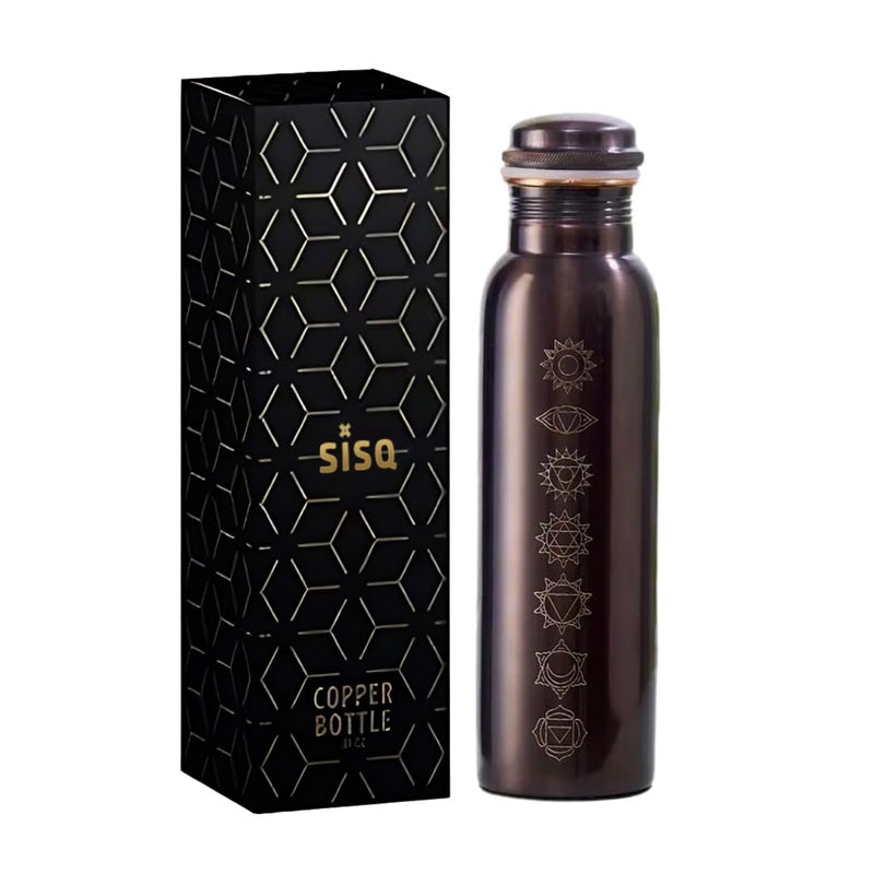 Sisq Pure Copper Water Bottle 1 Litre Handcrafted 1000ml Antique Copper Bottle Chakra Designed for Sustainable Living - Image 1