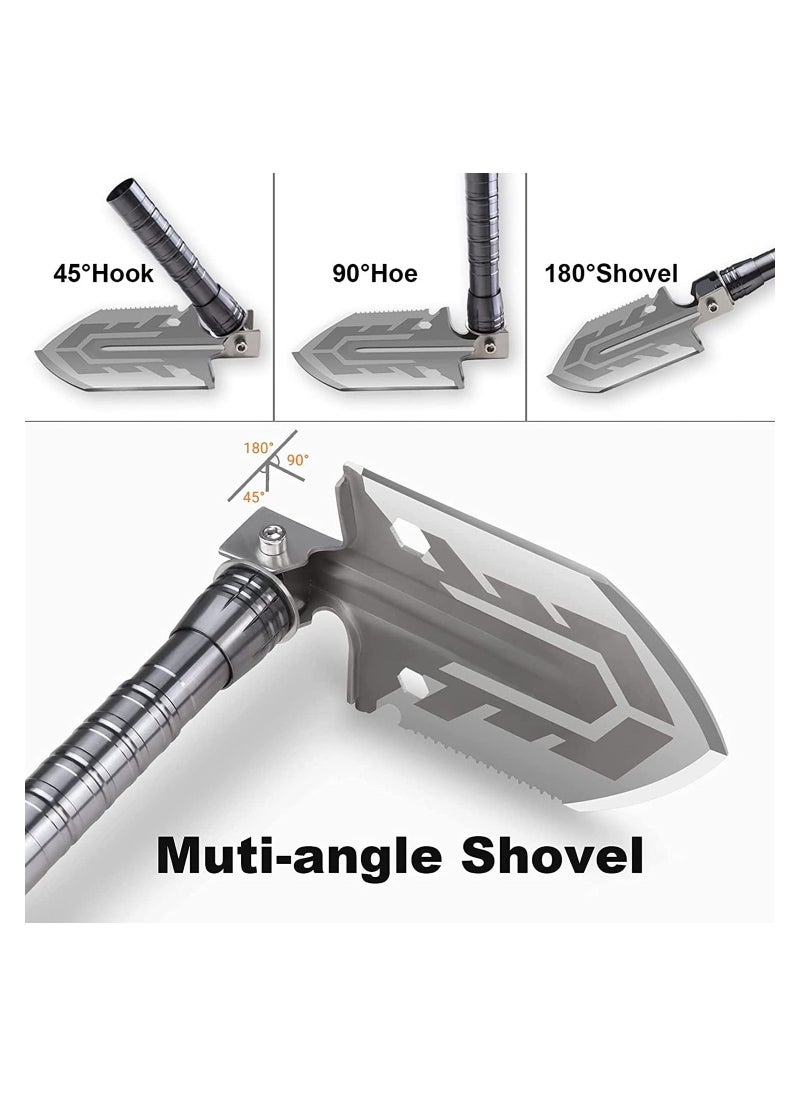 GGEROU Camping Folding Shovel, Adjustable Multi-Function Survival Shovel, High Carbon Survival Camping Gear and Equipment Tactical Shovel Military Shovel for Hiking, Backpacking, Emergency  - Image 4