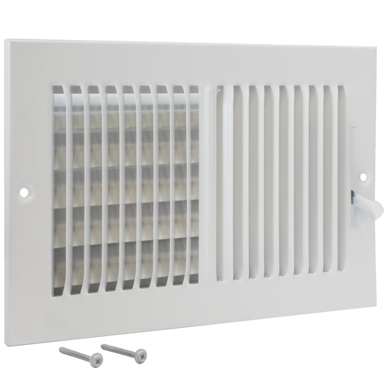 EZFLO 10 x 6 Inch Duct Opening Air Vent Cover for Wall or Ceiling TwoWay Ventilation Register Solid Steel HVAC Register Cover White 61610
