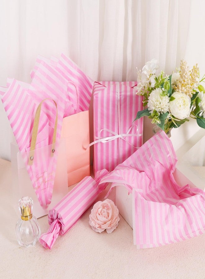 بيشيدا ورق تغليف هدايا بيشيدا وردي فاتح مخطط، 30 ورقة، ورق تغليف لأكياس الهدايا، مقاس 14 × 20 بوصة، مناسب لعيد الحب، وحفلات الزفاف، وعيد الفصح، وأعياد الميلاد، والأعمال اليدوية، والزهور - - Image 2