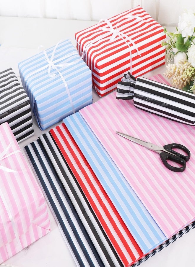 بيشيدا ورق تغليف هدايا بيشيدا وردي فاتح مخطط، 30 ورقة، ورق تغليف لأكياس الهدايا، مقاس 14 × 20 بوصة، مناسب لعيد الحب، وحفلات الزفاف، وعيد الفصح، وأعياد الميلاد، والأعمال اليدوية، والزهور - - Image 3