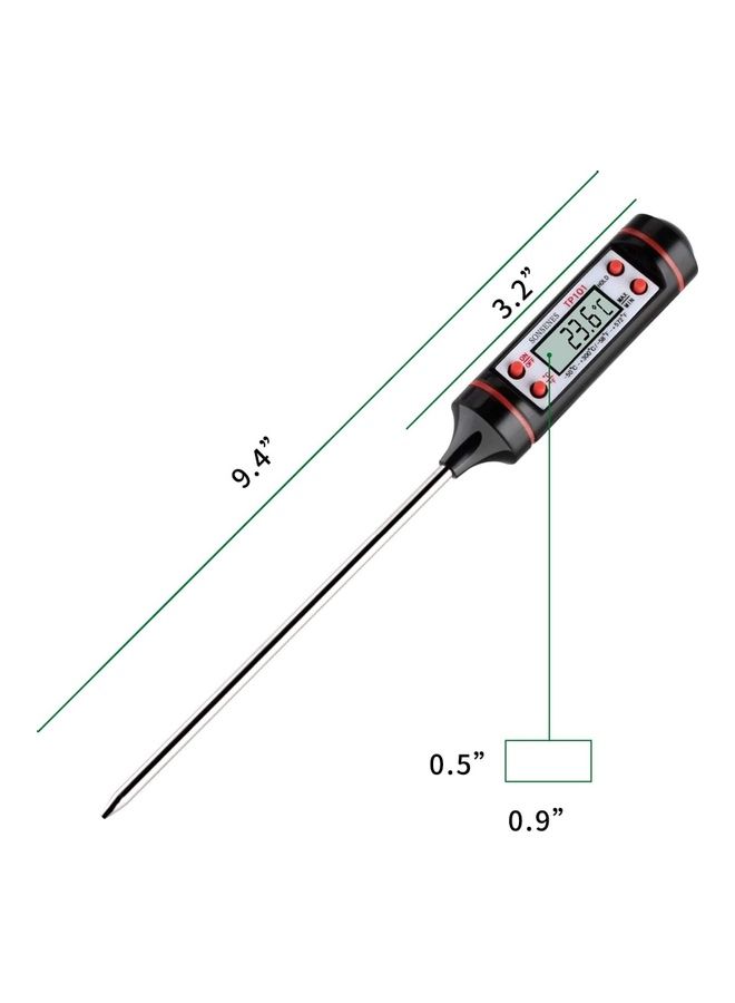 Digital Instant Reading Cooking Thermometer Black/Silver - Image 2