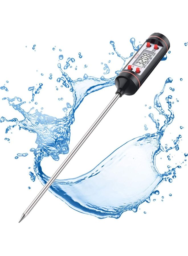 Digital Instant Reading Cooking Thermometer Black/Silver - Image 1