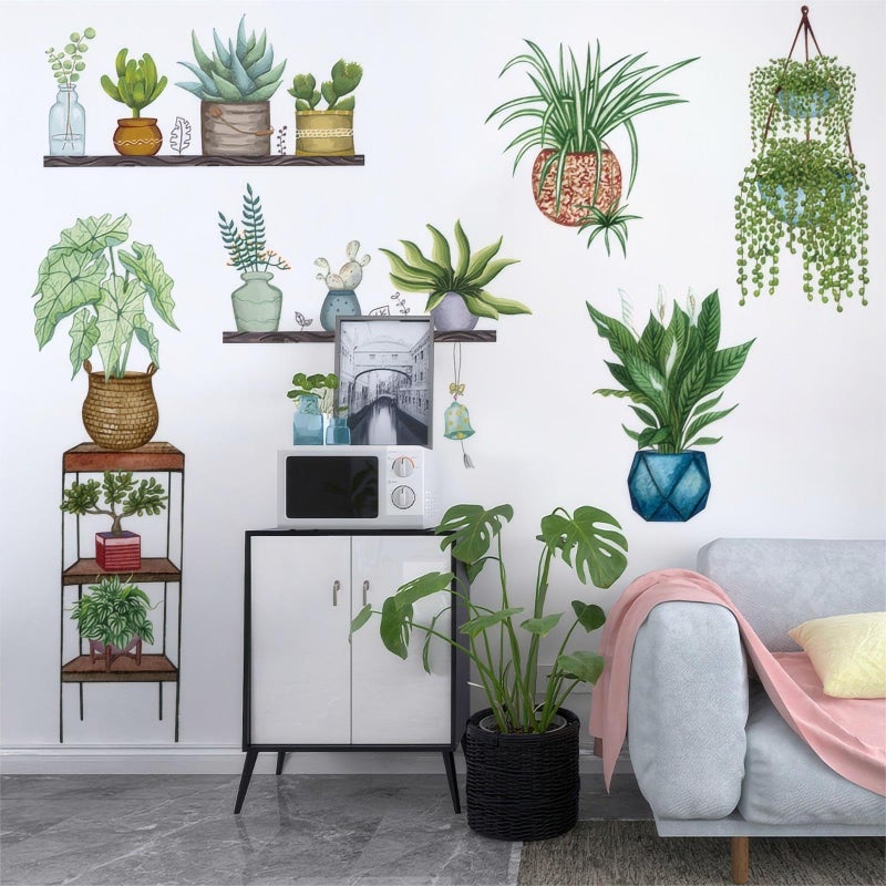 Arawat Arawat Plant Wall Decals Peel and Stick Wall Stickers & Murals Plant Wall Stickers for Bedroom Living Room Bathroom Kitchen Plant Wall Decals Art Decor for Wall Boho Decorative Wall Stickers  - Image 5