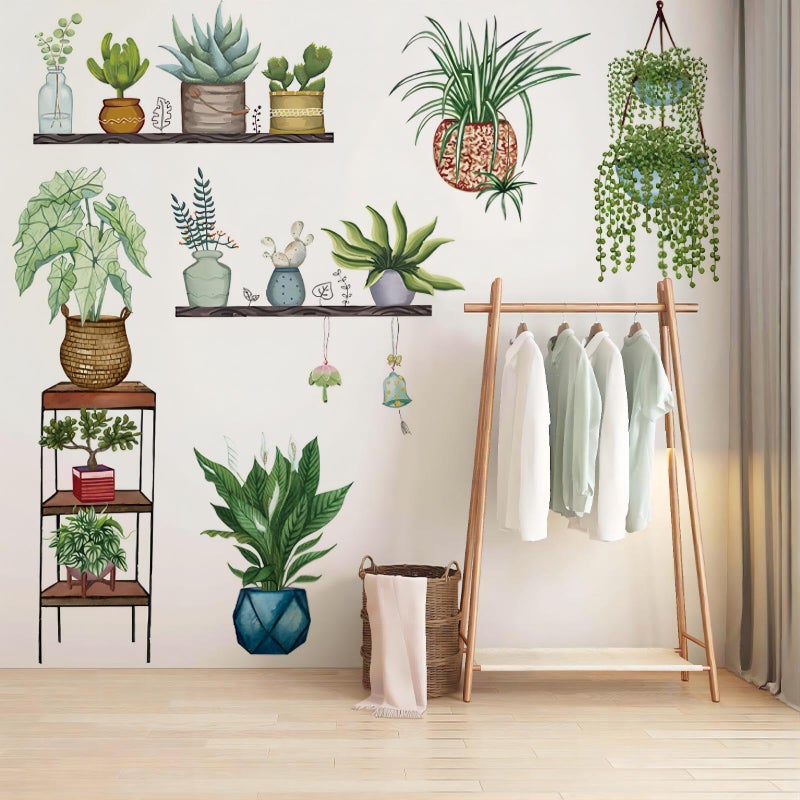 Arawat Arawat Plant Wall Decals Peel and Stick Wall Stickers & Murals Plant Wall Stickers for Bedroom Living Room Bathroom Kitchen Plant Wall Decals Art Decor for Wall Boho Decorative Wall Stickers  - Image 3