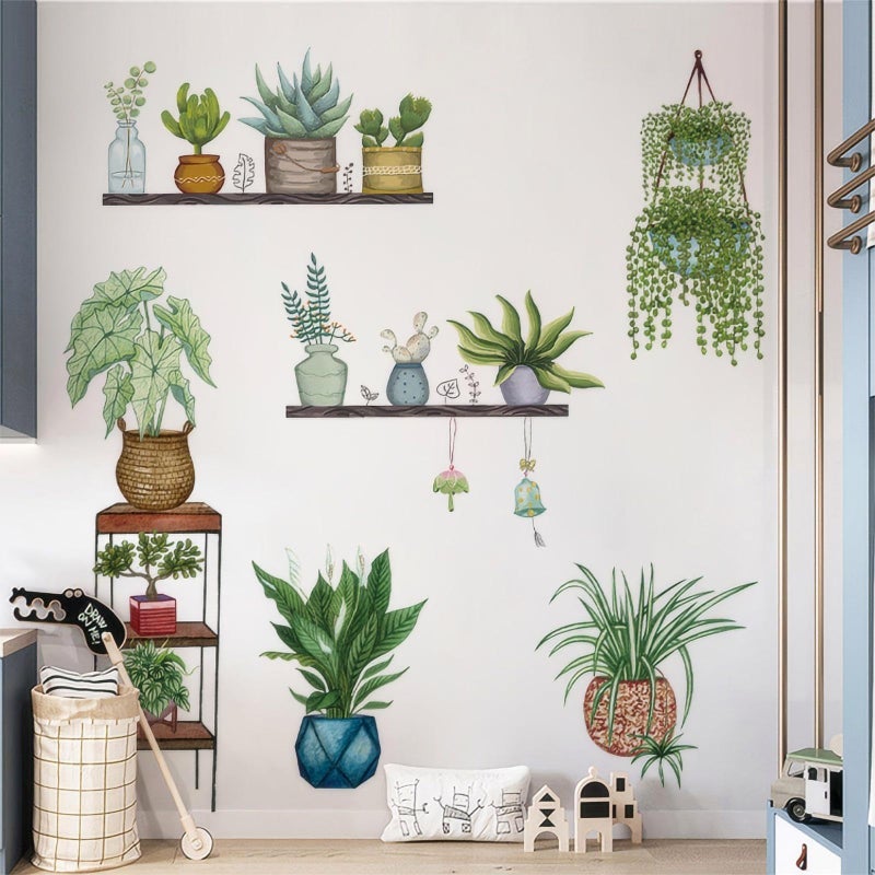 Arawat Arawat Plant Wall Decals Peel and Stick Wall Stickers & Murals Plant Wall Stickers for Bedroom Living Room Bathroom Kitchen Plant Wall Decals Art Decor for Wall Boho Decorative Wall Stickers  - Image 2