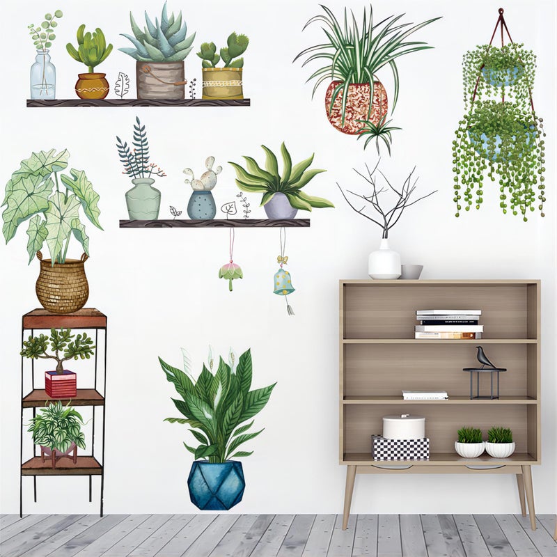 Arawat Arawat Plant Wall Decals Peel and Stick Wall Stickers & Murals Plant Wall Stickers for Bedroom Living Room Bathroom Kitchen Plant Wall Decals Art Decor for Wall Boho Decorative Wall Stickers  - Image 1