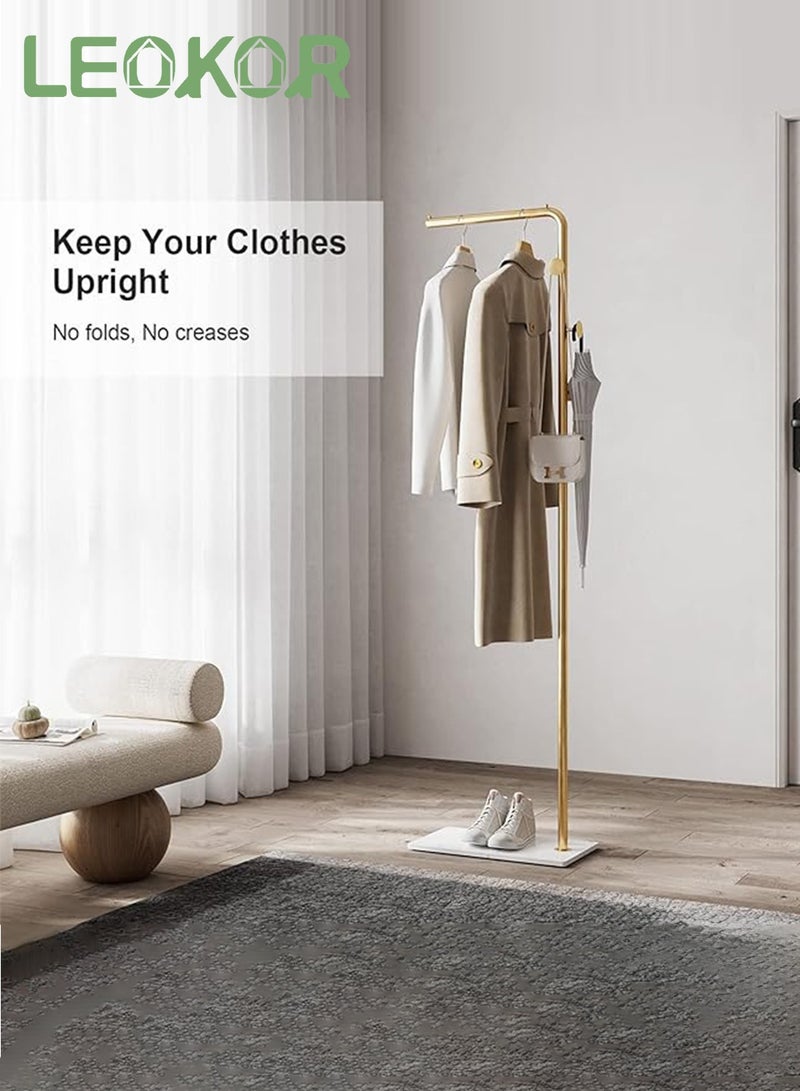 LEOKOR Coat Racks with White Heavy Base, Stable Coat Rack Stand with Hooks, Modern Metal Coat Hanger for Entryway, Coats Racks Freestanding for Jackets Coats Hats Clothes - Image 2
