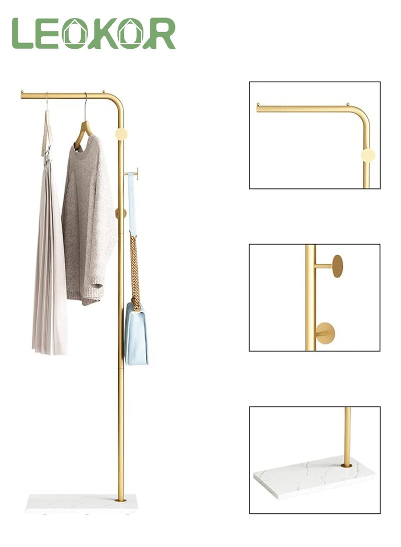 LEOKOR Coat Racks with White Heavy Base, Stable Coat Rack Stand with Hooks, Modern Metal Coat Hanger for Entryway, Coats Racks Freestanding for Jackets Coats Hats Clothes - Image 3