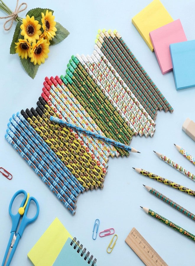 Tenceur 60 Pcs Colorful Pencils with Top Erasers Hawaiian Themed Wooden Pencil with Printed Patterns for Teachers Classroom Reward Birthday Carnivals Gifts Supplies (Luau Style) - Image 4
