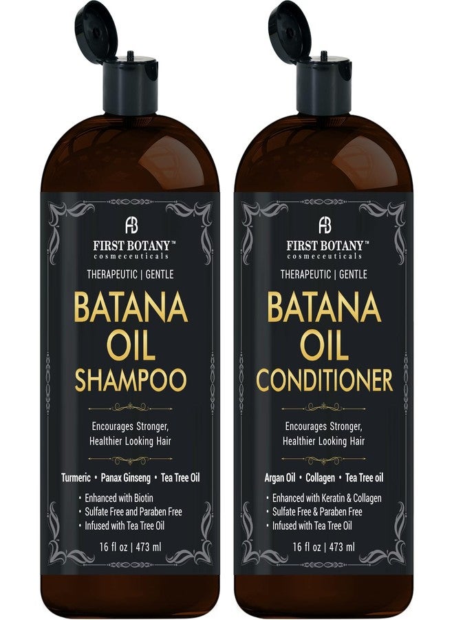 First Botany Batana Oil Shampoo and Conditioner - Fights Hair Loss, Promotes Hair Growth, Fights Dandruff, Lice & Itchy Scalp - for Men and Women Sulfate Free - 16 fl oz x 2 - Image 1