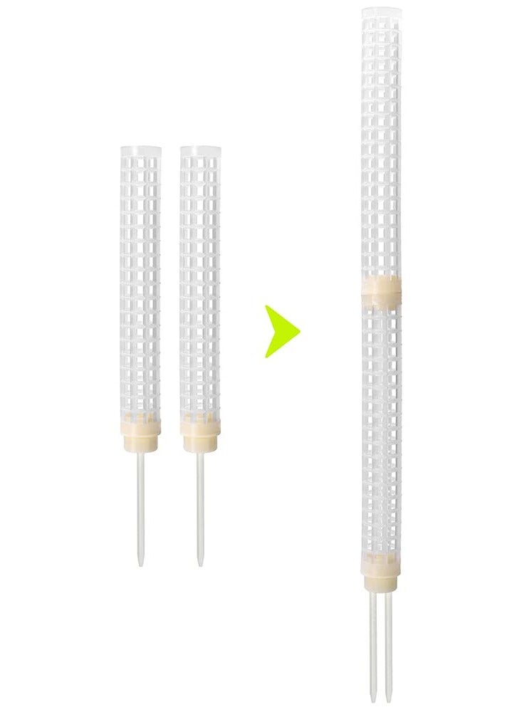 Moss Pole, Coconut Moss Pillar Set of 2 Plant Stakes and Stands, with Ground Hemp Rope for Indoor Climbing Plants Upward Growth (White, 27cm) - Image 3