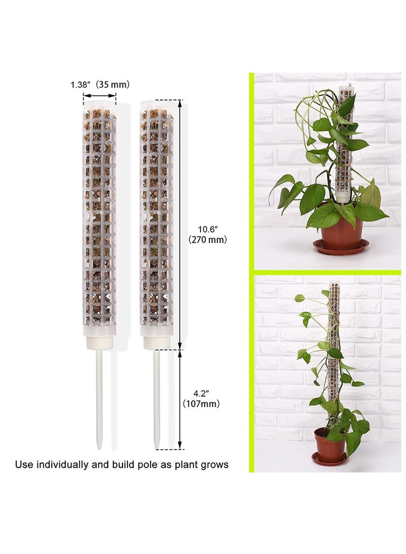 Moss Pole, Coconut Moss Pillar Set of 2 Plant Stakes and Stands, with Ground Hemp Rope for Indoor Climbing Plants Upward Growth (White, 27cm) - Image 2