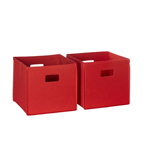 RiverRidge Folding Storage Bins with Handles Red Cube Storage Organizer for Closet, Bedroom & Playroom - Closet Organizers and Storage Set of 2 - Image 1