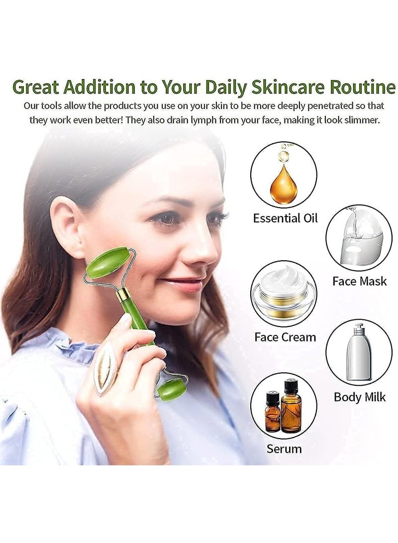 Double-Sided Jade Roller & Gua Sha Sculpting Stone Kit - Anti-Wrinkle Facial Massage Device for Glowing, Healthy Skin - Image 2