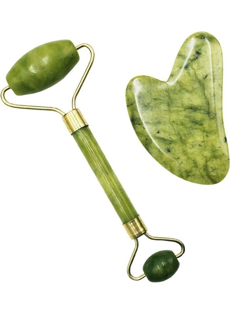 Double-Sided Jade Roller & Gua Sha Sculpting Stone Kit - Anti-Wrinkle Facial Massage Device for Glowing, Healthy Skin - Image 1