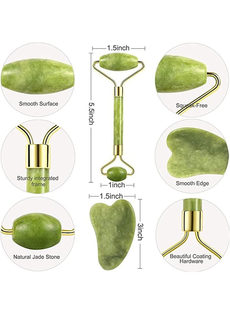 Double-Sided Jade Roller & Gua Sha Sculpting Stone Kit - Anti-Wrinkle Facial Massage Device for Glowing, Healthy Skin - Image 4