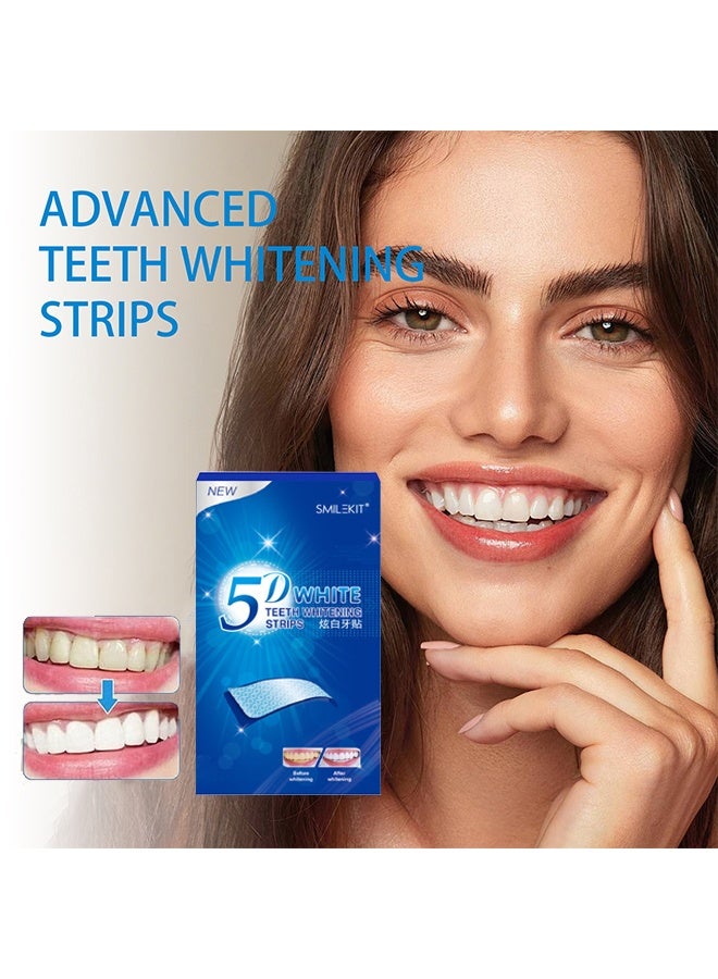 EELHOE 5D White Teeth Whitening Strips— Oral Hygiene Care Strip -for false Teeth Dental Bleaching System Gel （7 Sets） - Image 1