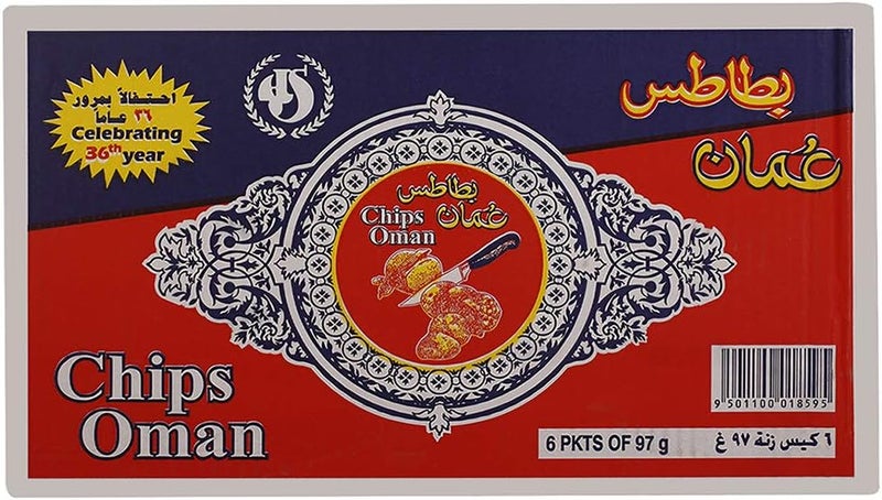 Chips Oman Potato Chips Chilli Flavour 97g x 6 - Image 1