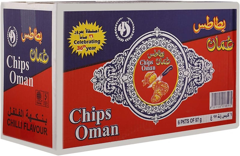 Chips Oman Potato Chips Chilli Flavour 97g x 6 - Image 2