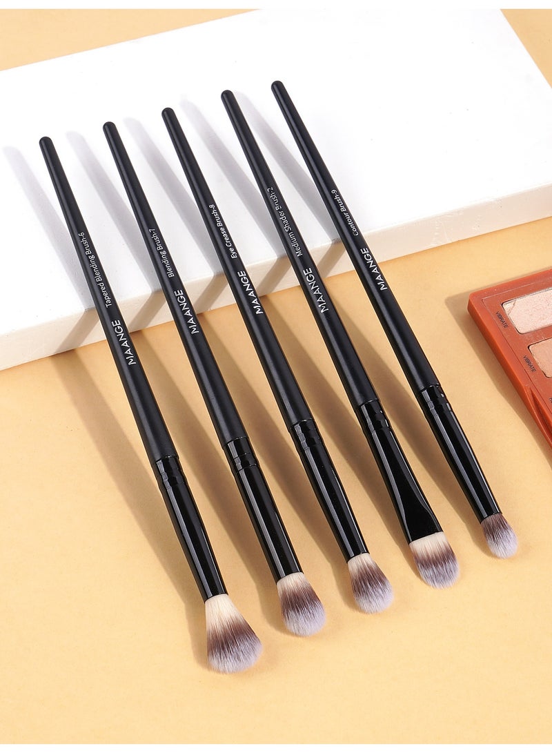 MAANGE مجموعة فرش مكياج احترافية 5 قطع – فرش عيون متميزة لفرشاة الدمج المدببة، فرشاة الدمج، فرشاة تجاعيد العين، فرشاة تظليل متوسطة، فرشاة تحديد، سوداء - Image 2