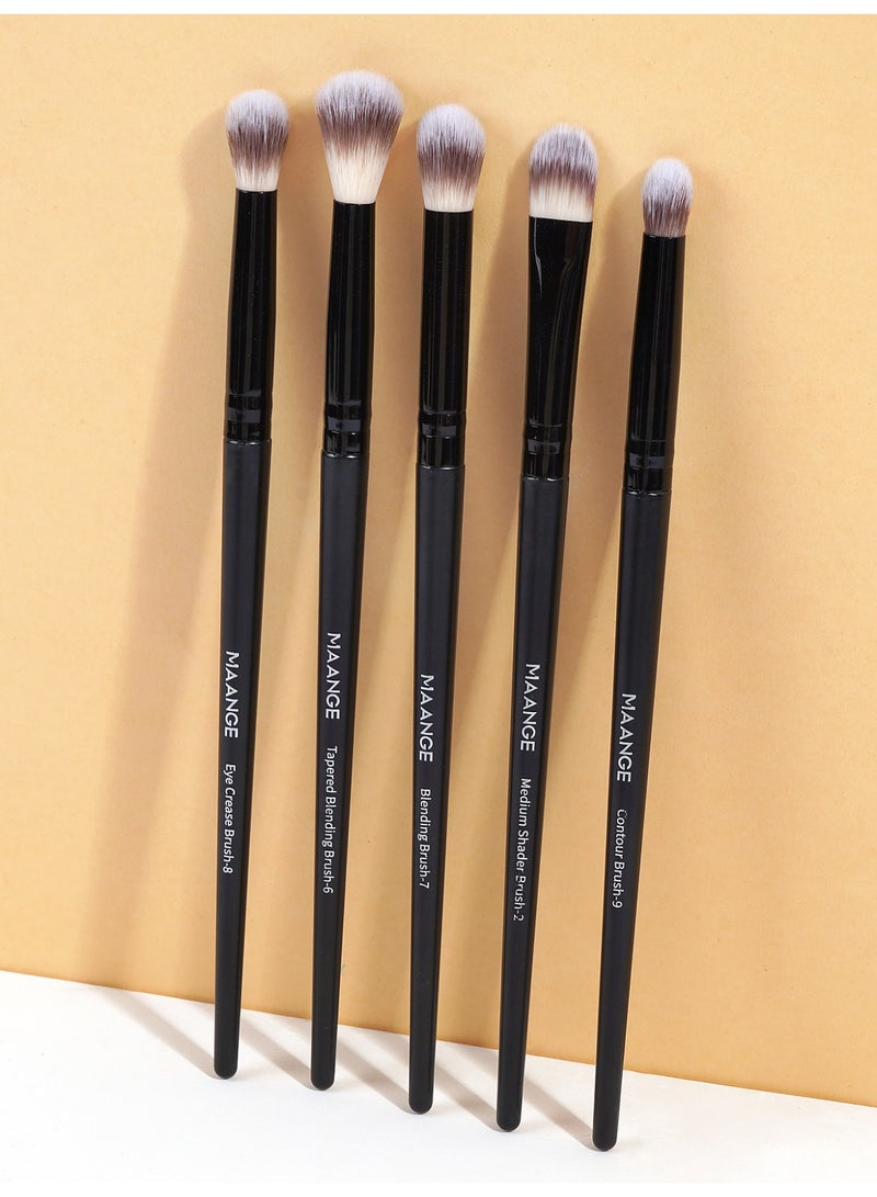 MAANGE مجموعة فرش مكياج احترافية 5 قطع – فرش عيون متميزة لفرشاة الدمج المدببة، فرشاة الدمج، فرشاة تجاعيد العين، فرشاة تظليل متوسطة، فرشاة تحديد، سوداء - Image 3
