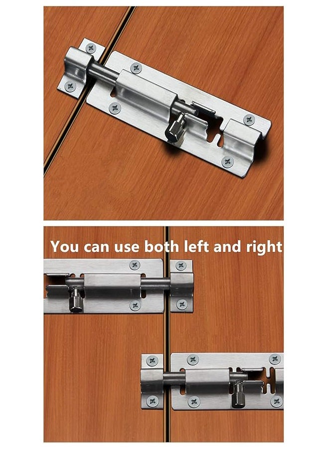 Door Safety Sliding Lock Silver 4 Inch Barrel Door Latch Bolt Set, Solid Heavy Duty Steel for Your Safety and Privacy. with screws (2 pieces) - Image 3