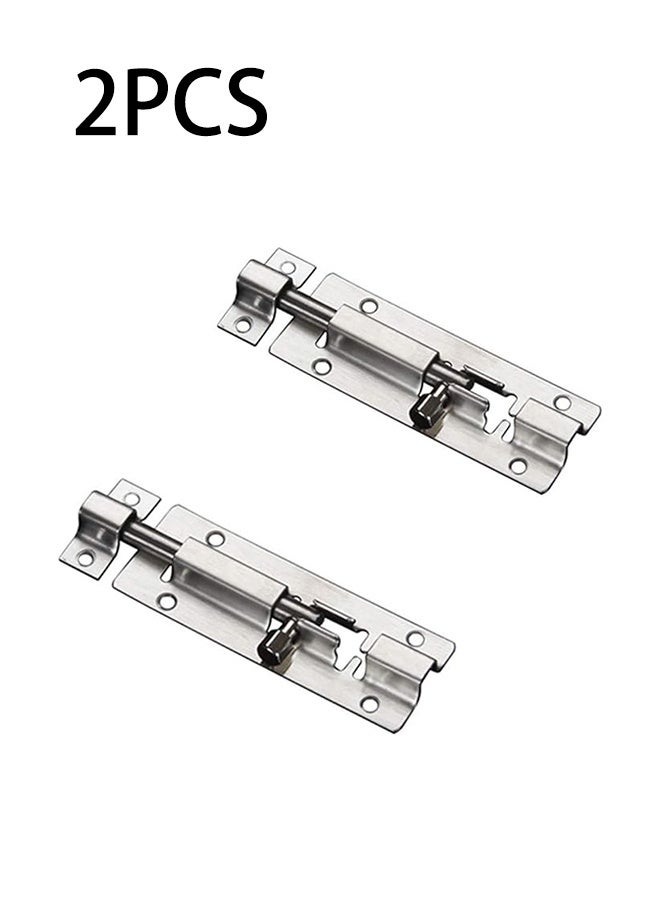 Door Safety Sliding Lock Silver 4 Inch Barrel Door Latch Bolt Set, Solid Heavy Duty Steel for Your Safety and Privacy. with screws (2 pieces) - Image 1