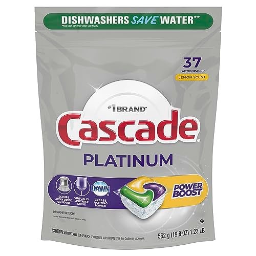 Cascade Platinum Power Boost Dishwasher Pods, Dishwasher Detergent, Dishwasher Soap, Dish Tabs, Dishwashing Tablets, Dish Detergent, Lemon, Actionpacs, 37 Count - Image 2
