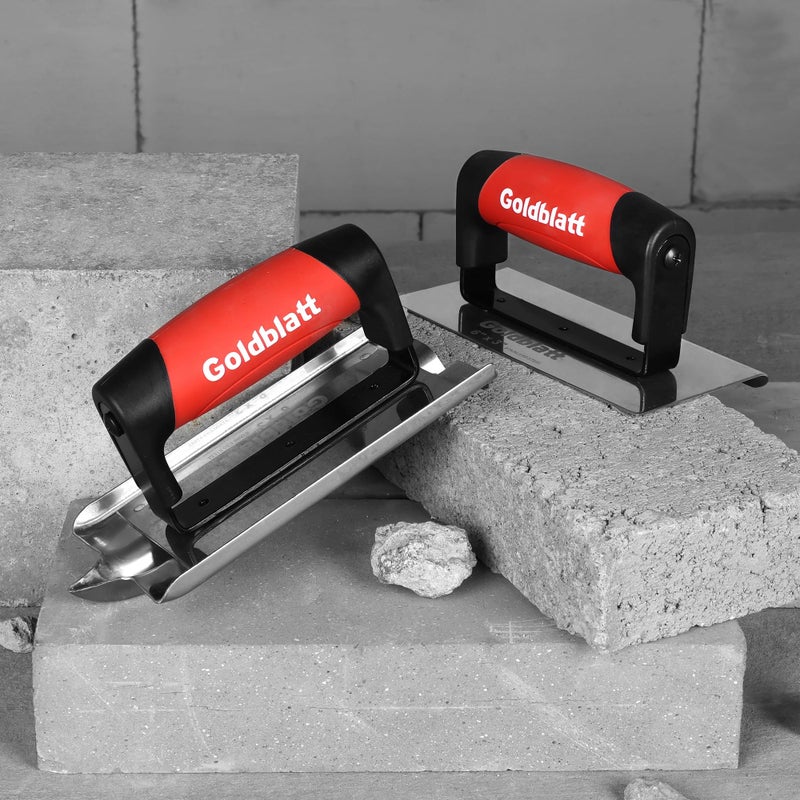 Goldblatt Concrete Tools Include Edger (6" x 3", 1/4"R) and Groover (6" x 3", 1/2"W, 1/2"D), Stainless Steel Concrete Finishing Tools - Masonry Hand Tool Set, Cement Finishing Kit with Soft Grip - Image 5