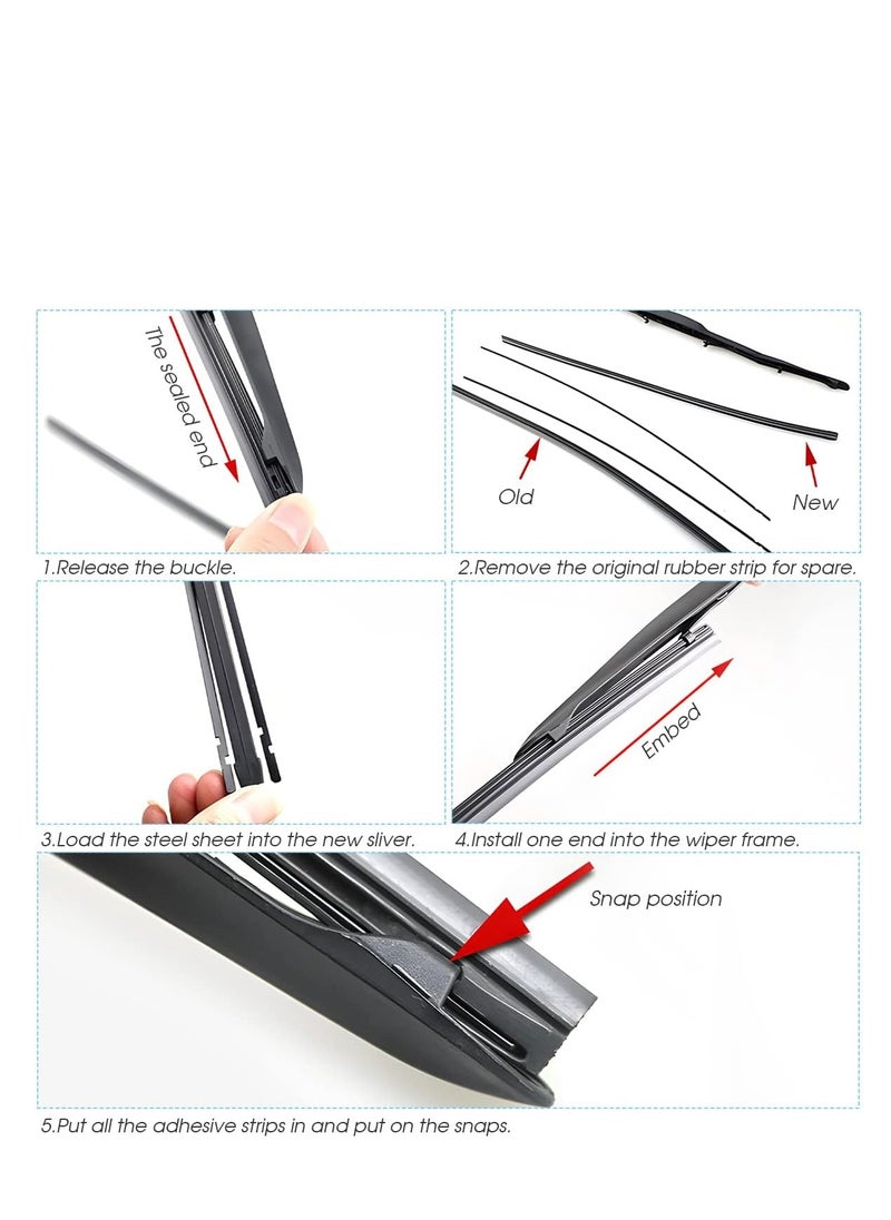 SYOSI 4 Pieces Windshield Wiper Blades Refills DIY Adjustable Car Windscreen Wiper Rubber Strip Frameless Window Boneless Insert Silicone Strips Auto Universal Accessories for Most Vehicles (16 Inches)  - Image 5