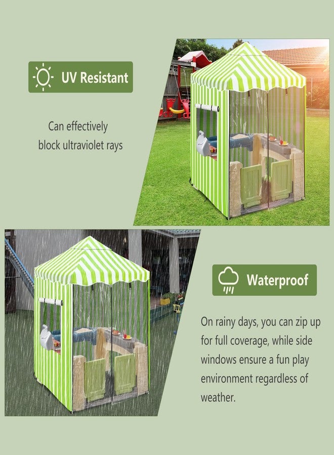Hadisi Playhouse Cover,600D Heavy Duty Outdoor Waterproof Play House Covers,47.5" W x47.5 D x60 H with Transparent PVC Doors and Windows,Suitable for All Around Playtime Patio with Canopy Playset - Image 4