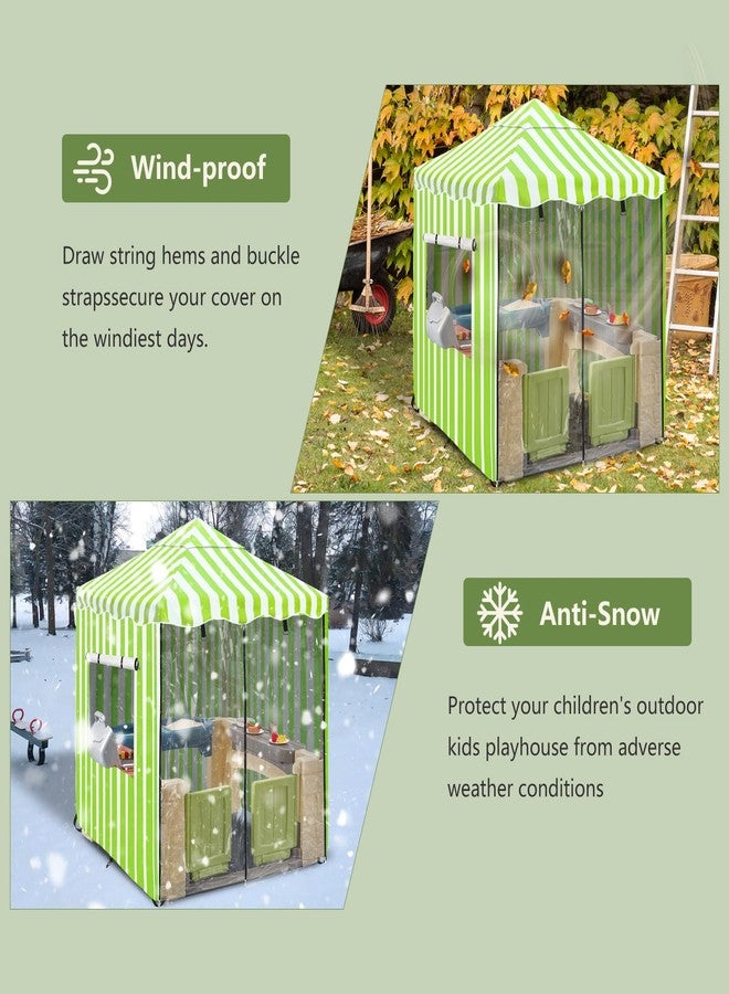 Hadisi Playhouse Cover,600D Heavy Duty Outdoor Waterproof Play House Covers,47.5" W x47.5 D x60 H with Transparent PVC Doors and Windows,Suitable for All Around Playtime Patio with Canopy Playset - Image 5