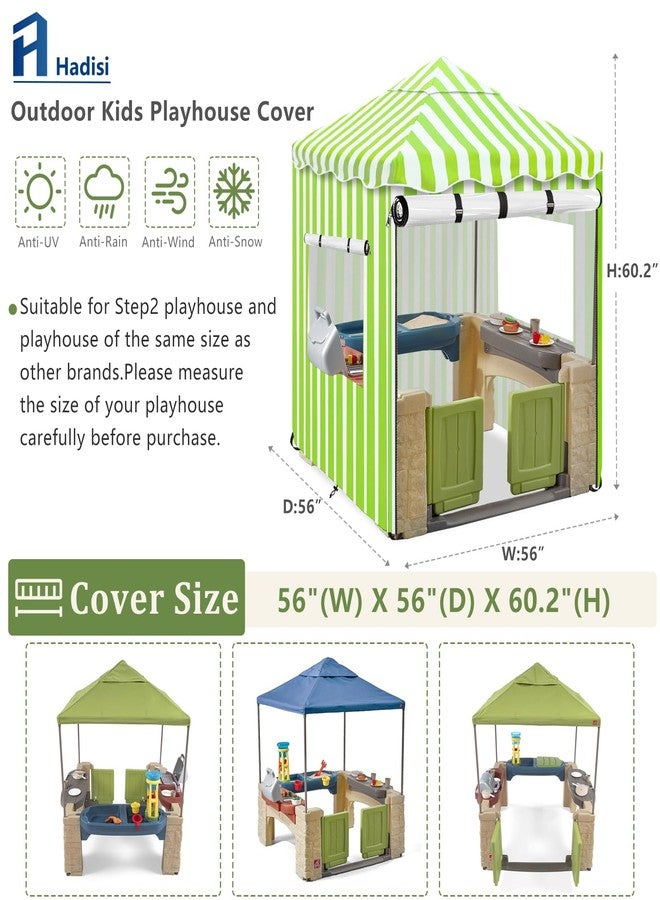 Hadisi Playhouse Cover,600D Heavy Duty Outdoor Waterproof Play House Covers,47.5" W x47.5 D x60 H with Transparent PVC Doors and Windows,Suitable for All Around Playtime Patio with Canopy Playset - Image 3