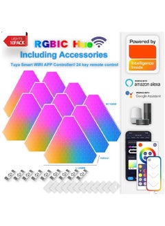 Bukela Smart Triangle Rgb LED Wall Light Panels , Wi-Fi Smart Home Decor Creative Lights with Music Sync, Compatible with Alexa Google Assistant, For Gaming Rooms, Party Decor,Indoor Home Decoration(10 Pack)  - Image 1