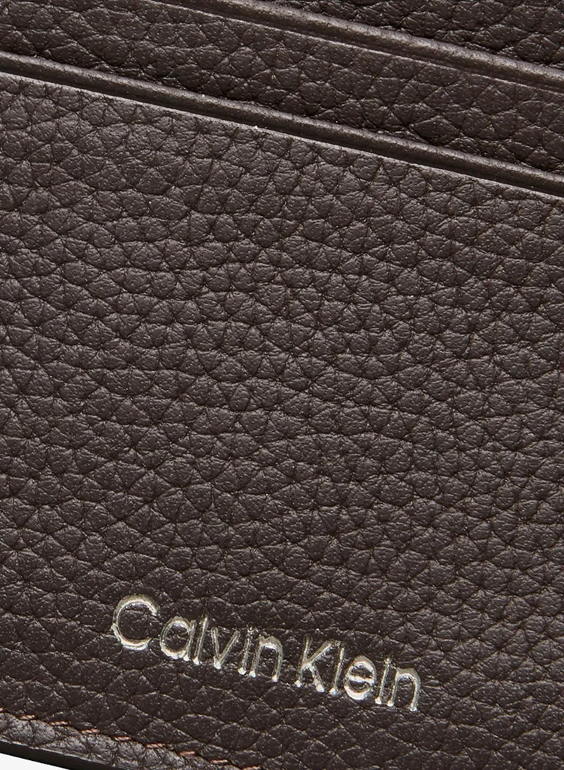 Calvin Klein brown Leather RFID Foil Logo Cardholder for Men | Best Price UAE