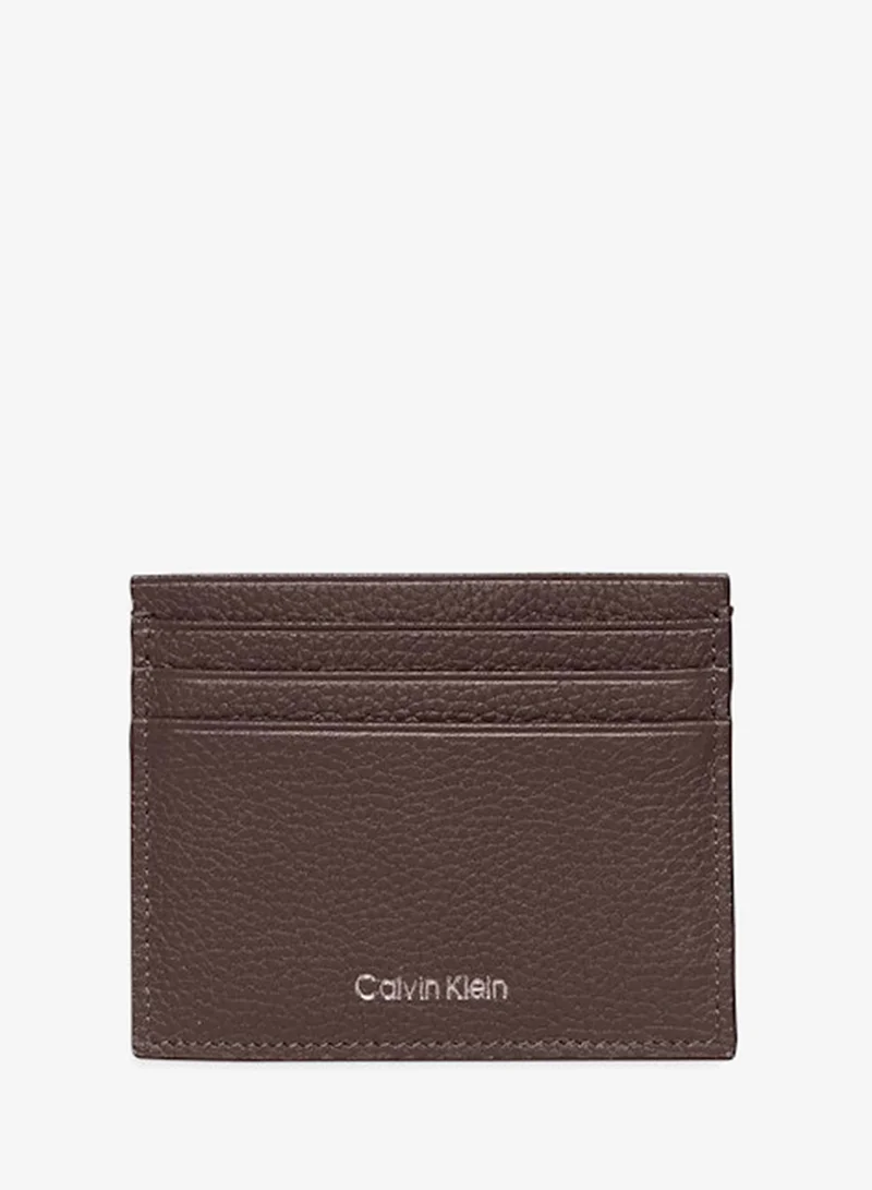 Calvin Klein brown Leather RFID Foil Logo Cardholder for Men | Best Price UAE