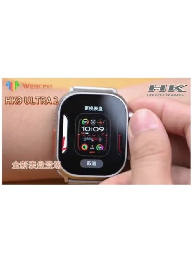 W&O HK24 Ultra 2 Series 9 Wearfit Pro (2026) SmartWatch 2.12 Inch SUPER AMOLED Display 480X320 Open AI Chat GPT GPS NFC Bluetooth V5 Call Wireless Charger - Black - Image 2