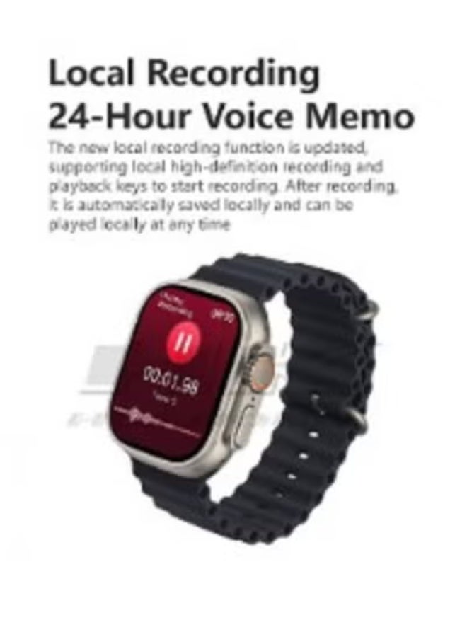 W&O HK24 Ultra 2 Series 9 Wearfit Pro (2026) SmartWatch 2.12 Inch SUPER AMOLED Display 480X320 Open AI Chat GPT GPS NFC Bluetooth V5 Call Wireless Charger - Black - Image 3