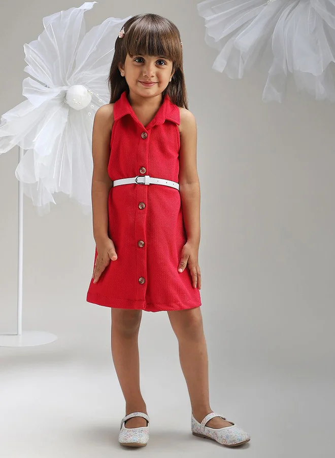 بونكيدز BONKIDS Pink Solid Sheath Dress for Girls