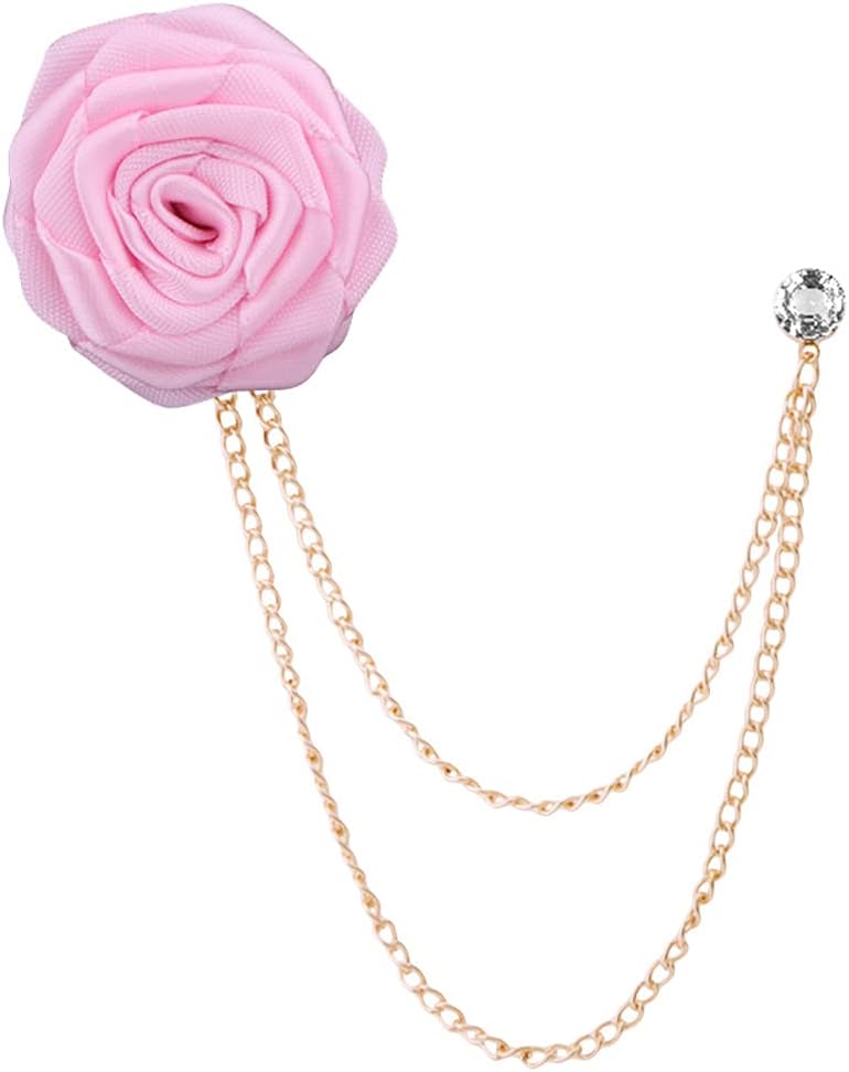 MXUHUI Fashion Bridegroom Wedding Brooches Cloth Art Hand-Made Rose Flower Brooch Lapel Pin Badge Tassel Chain Men's Suit Accessories - Image 1