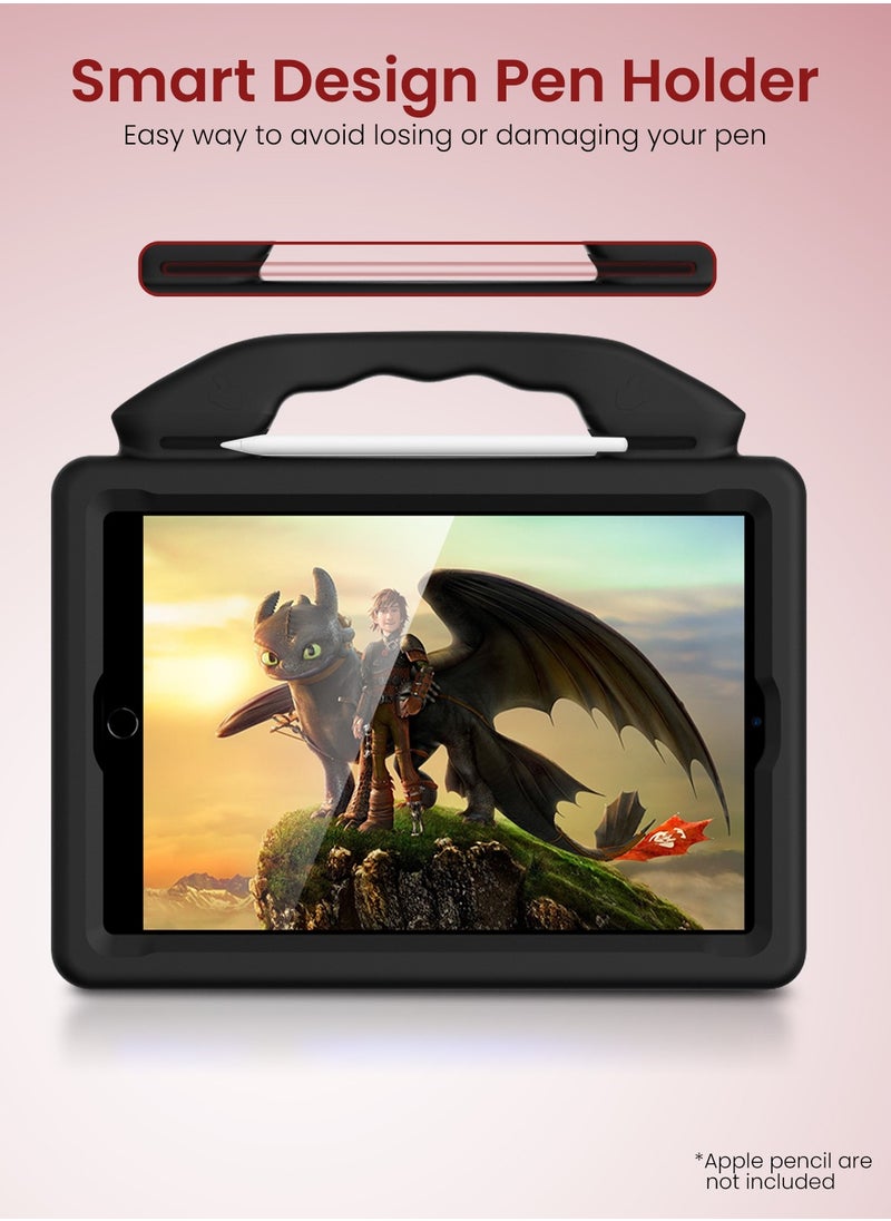 Moxedo Moxedo Shockproof Protective Case Cover Lightweight Convertible Handle Kickstand for Kids with pencil holder Compatible for iPad Pro / Air3 10.5 / 10.2 2019 / 2021 - Black  - Image 3