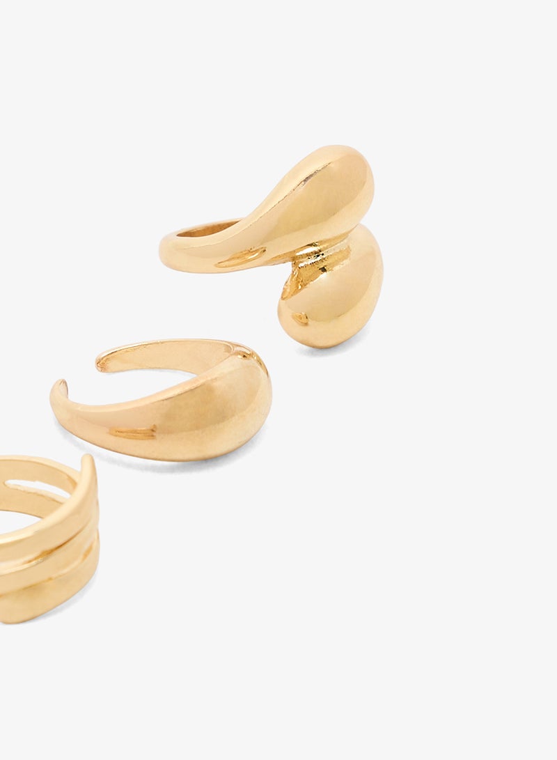 ELLA Chunky Gold Metallic Statement Rings - Image 3